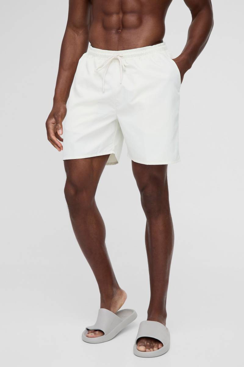 Mittellange Badehose in Ecru - XS, Ecru von boohooman
