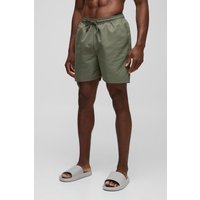 Mittellange Badehose in Khaki von boohooman
