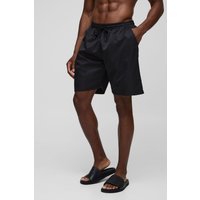Mittellange Badehose in Schwarz - XL, Schwarz von boohooman