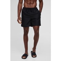 Mittellange Badehose in Schwarz mit Logo von boohooman