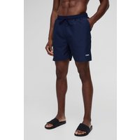 Mittellange Badehose mit Logo - Blau - S, Blau Mittellange Badehose mit Logo - Blau - S, Blau von boohooman