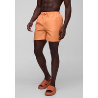 Mittellange Badehose mit Logo-Stickerei von boohooman