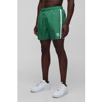 Mittellange Badehose mit Logo-Stickerei von boohooman