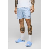 Mittellange Badehose mit Official Man Logo Print von boohooman