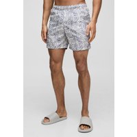 Mittellange Badehose mit Print von boohooman