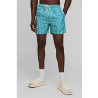 Mittellange Badehose mit Print von boohooman