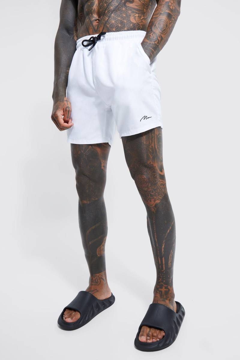 Mittellange Man Signature Badehose von boohooman