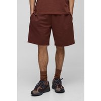 Mittellange Oversize Basic Shorts - Braun - XS, Braun von boohooman