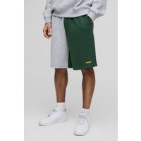 Mittellange Oversize Man Colorblock Shorts - Grün - XS, Grün von boohooman