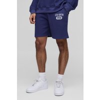 Mittellange Oversize Shorts in Waffeloptik - Blau - M, Blau Mittellange Oversize Shorts in Waffeloptik - Blau - M, Blau von boohooman