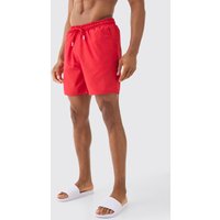 Mittellange Ripstop Badehose - Rot - M, Rot Mittellange Ripstop Badehose - Rot - M, Rot von boohooman
