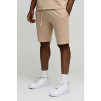 Mittellange Slim-Fit Basic Shorts - Braun - XS, Braun von boohooman