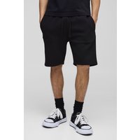 Mittellange Slim-Fit Basic Shorts - Schwarz - M, Schwarz von boohooman