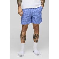 Mittellange karierte Badehose - Grau - XL, Grau von boohooman