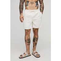 Mittellange strukturierte Badehose - Ecru - L, Ecru Mittellange strukturierte Badehose - Ecru - L, Ecru von boohooman
