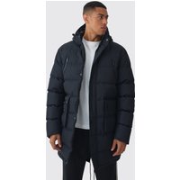 Mittellanger schwarzer Parka mit Kapuze von boohooman