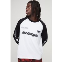 Langärmliges Raglan T-Shirt mit Moto-Print - Schwarz - XS, Schwarz Langärmliges Raglan T-Shirt mit Moto-Print - Schwarz - XS, Schwarz von boohooman