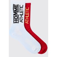 2er-Pack Homme Athletic Sport-Socken - Mehrfarbig - ONE SIZE, Mehrfarbig von boohooman