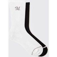2er-Pack Sport-Socken mit M-Stickerei - Mehrfarbig - ONE SIZE, Mehrfarbig von boohooman