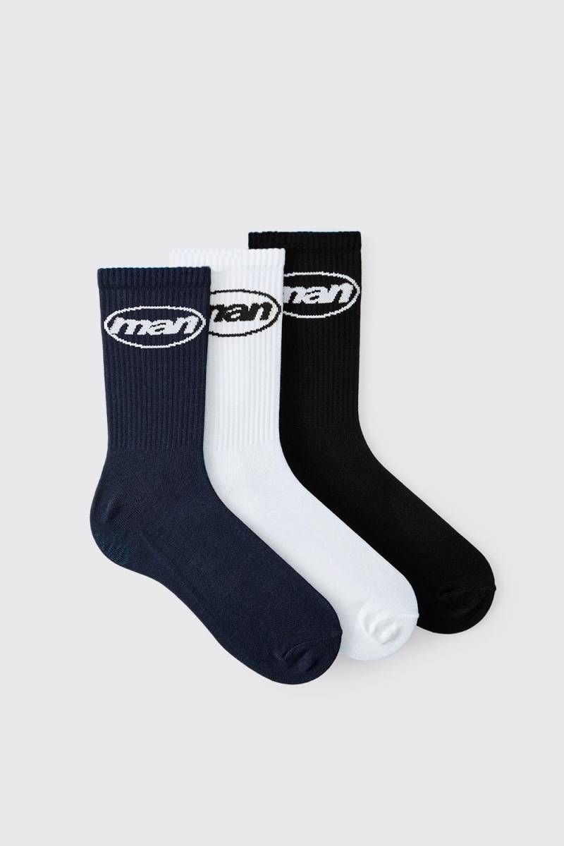 3er-Pack gerippte Man Sportsocken - Mehrfarbig - ONE SIZE, Mehrfarbig 3er-Pack gerippte Man Sportsocken - Mehrfarbig - ONE SIZE, Mehrfarbig von boohooman