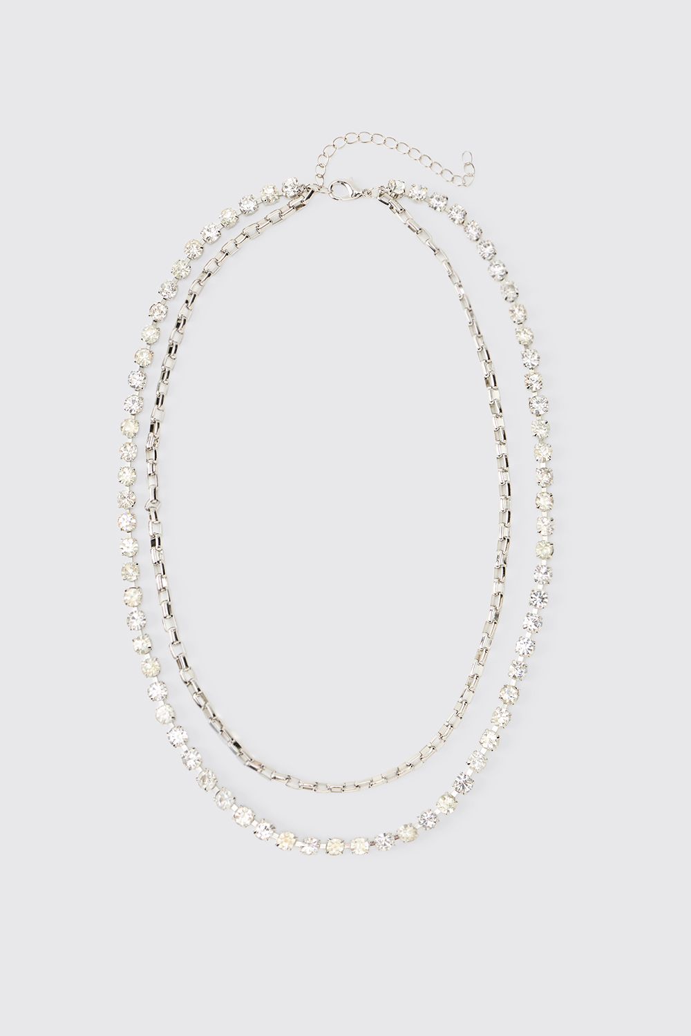 Multi Layer Diamante Chain Necklace - Silber - ONE SIZE, Silber von boohooman