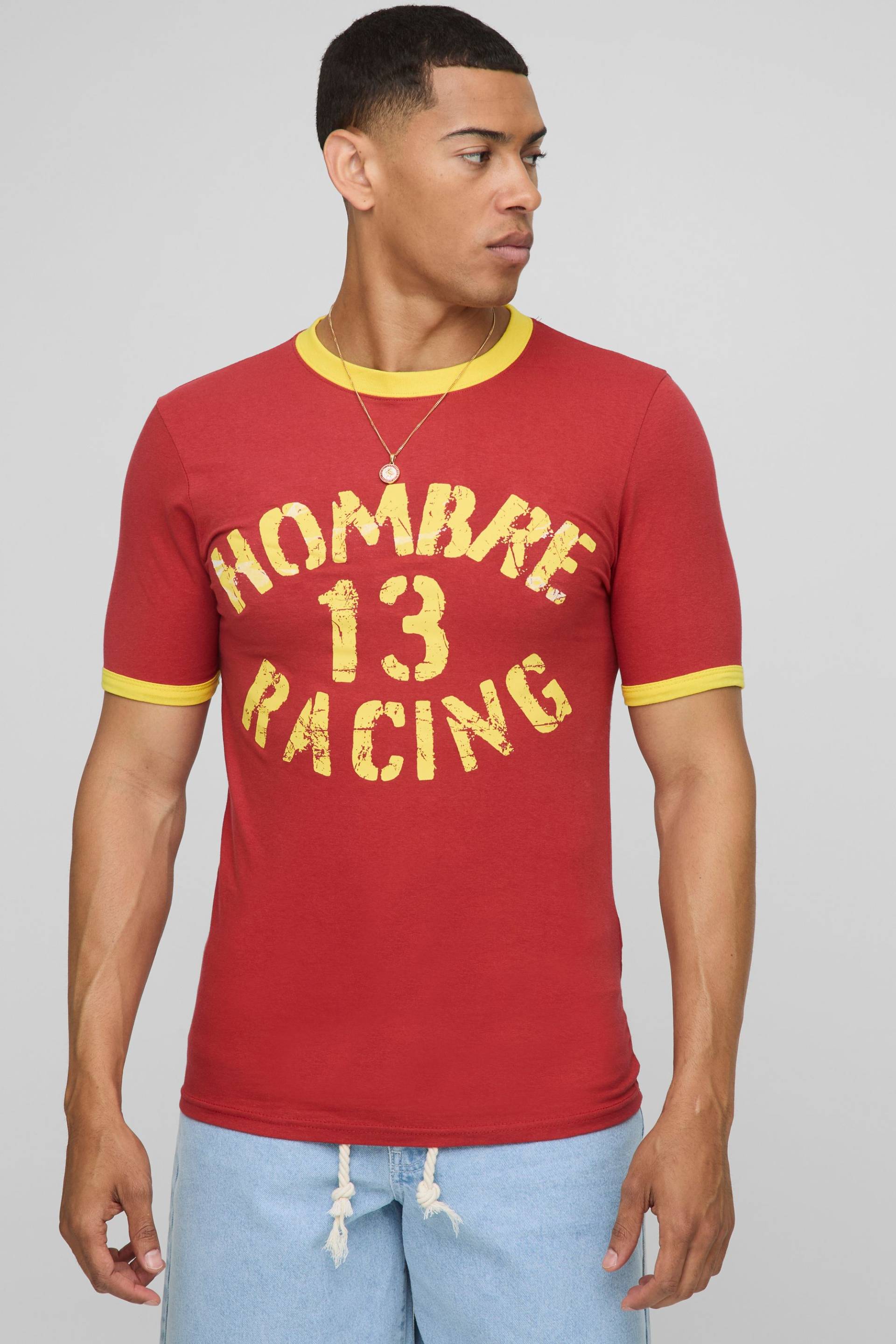 Muscle-Fit Homme Ringer T-Shirt - Rot - M, Rot Muscle-Fit Homme Ringer T-Shirt - Rot - M, Rot von boohooman