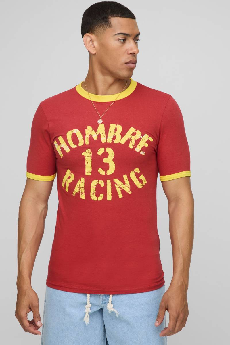 Muscle-Fit Homme Ringer T-Shirt - Rot - M, Rot Muscle-Fit Homme Ringer T-Shirt - Rot - M, Rot von boohooman