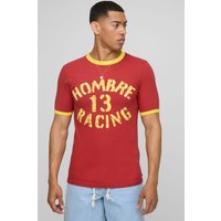 Muscle-Fit Homme Ringer T-Shirt - Rot - XL, Rot von boohooman