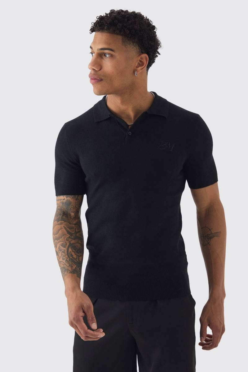 Muscle-Fit Poloshirt mit Man-Logo von boohooman