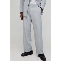 Nadelstreifen Anzughose mit weitem Bein - Grau - 30, Grau von boohooman