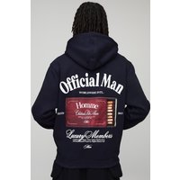 Dunkelblauer lockerer Hoodie mit Print - XS, Blau Dunkelblauer lockerer Hoodie mit Print - XS, Blau von boohooman