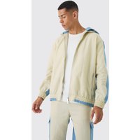 Nylon-Jacke in Knitteroptik & Jeansjacke - Blau - XL, Blau von boohooman