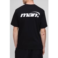 T-Shirt mit Official Man Print - Schwarz - M, Schwarz von boohooman