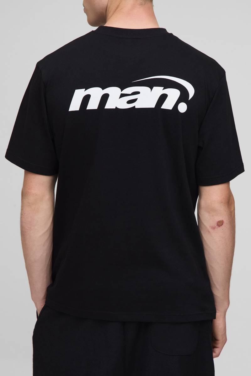 T-Shirt mit Official Man Print - Schwarz - XS, Schwarz von boohooman
