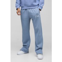 Official Man Jogginghose mit geradem Bein und geteiltem Saum - Blau - XS, Blau Official Man Jogginghose mit geradem Bein und geteiltem Saum - Blau - XS, Blau von boohooman