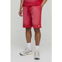 Olivfarbener Oversize Man-Print Jersey-Shorts - Rot - L, Rot von boohooman
