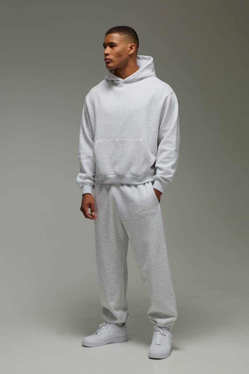 Kastiger Oversize Man Active Hoodie mit One More Rep Print - Grau - M, Grau von boohooman