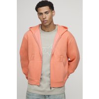 Kastiger Oversize Hoodie mit Reißverschluss - Orange - XS, Orange Kastiger Oversize Hoodie mit Reißverschluss - Orange - XS, Orange von boohooman
