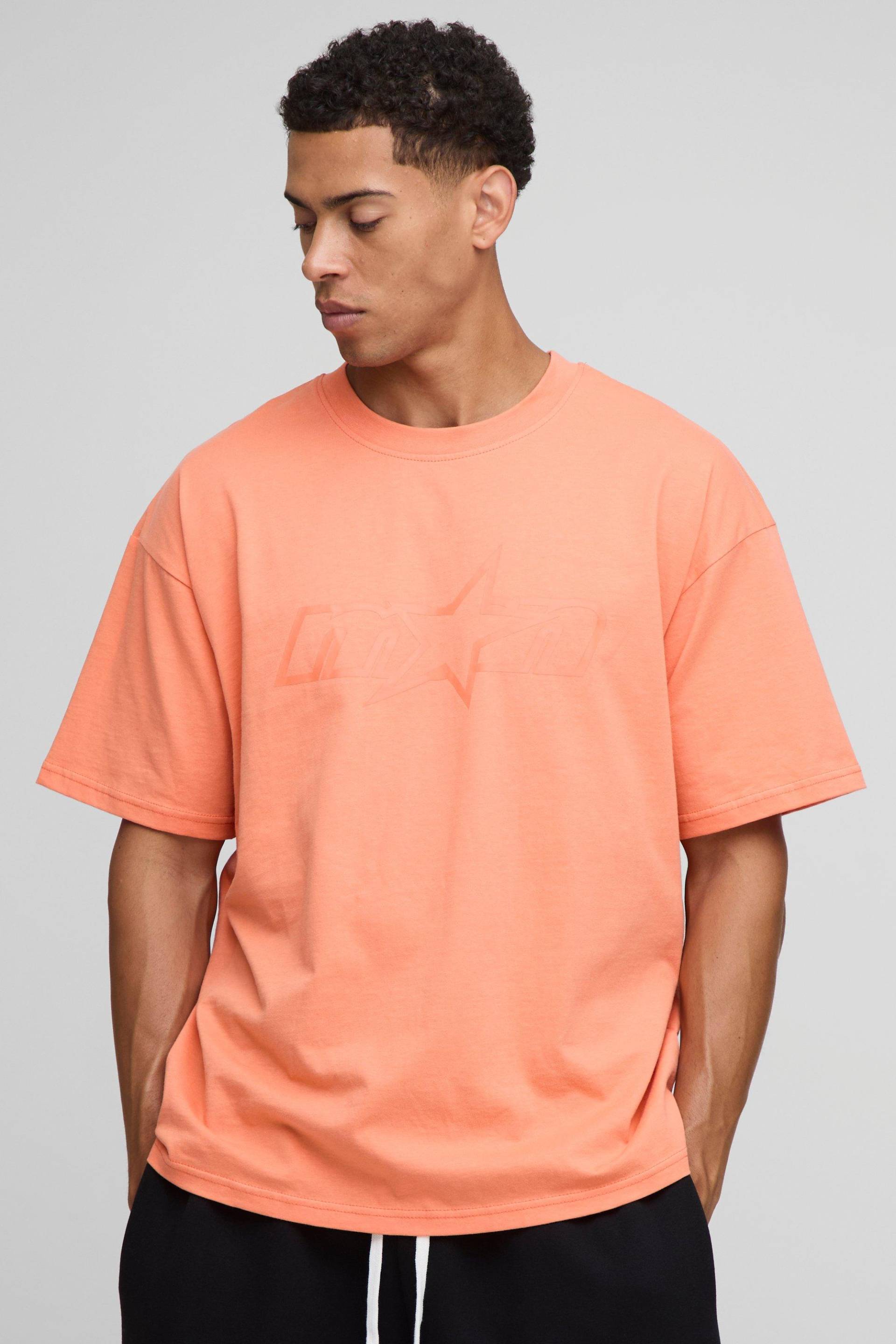 Orange Oversized M Star T-Shirt - L, Orange Orange Oversized M Star T-Shirt - L, Orange von boohooman