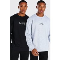 Original MAN Sweatshirt, 2er-Pack - Mehrfarbig - M, Mehrfarbig von boohooman