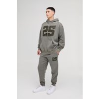 Oversize 25 Trainingsanzug mit Kapuze - Khaki - L, Khaki von boohooman