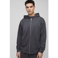 Oversize Basic Hoodie mit Reißverschluss - Grau - XS, Grau Oversize Basic Hoodie mit Reißverschluss - Grau - XS, Grau von boohooman