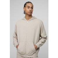 Oversize Basic Hoodie mit Reißverschluss - Grau - XS, Grau von boohooman