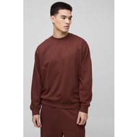 Oversize Basic Rundhals-Sweatshirt - Braun - M, Braun von boohooman