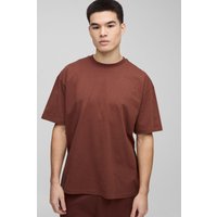 Oversize Basic Rundhals T-Shirt - Braun - M, Braun von boohooman