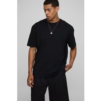 Oversize Basic Rundhals T-Shirt mit Man-Stickerei - Schwarz - XS, Schwarz von boohooman