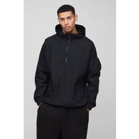 Oversize Colorblock Regenjacke mit Kapuze - Schwarz - XL, Schwarz von boohooman