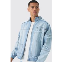 Oversize Denim Bikerjacke Oversize Denim Bikerjacke von boohooman