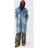 Oversize Denim-Trenchcoat mit Kapuze - Blau - XL, Blau Oversize Denim-Trenchcoat mit Kapuze - Blau - XL, Blau von boohooman