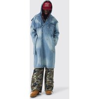 Oversize Denim-Trenchcoat mit Kapuze von boohooman